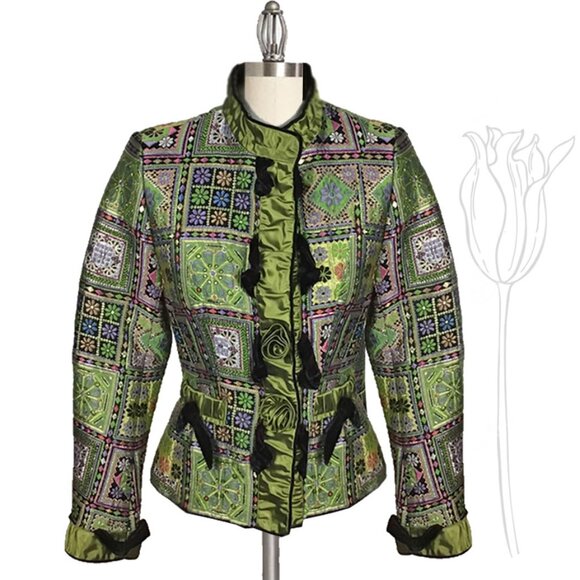 S.T.I.F.F Germany Multicolor Tapestry Silk & Velvet Jacket - Picture 2 of 16